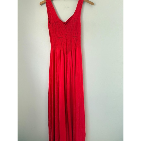 VTG Rare Olga Red Ruched Bow Maxi Nightgown/Slip  Size M Romantic Feminine - Picture 4 of 8